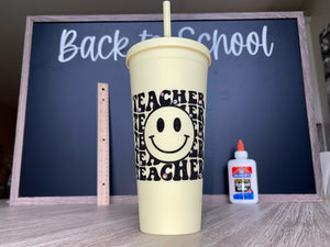 Teacher Smiley Face Matte Tumbler