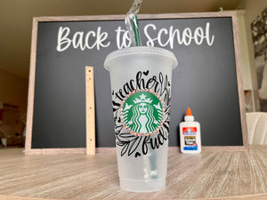 Teacher Fuel Floral Starbucks Tumbler