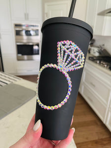 Bride/Engagement Black Matte Tumbler