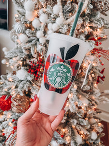 Buffalo Plaid Teacher Starbucks Tumbler