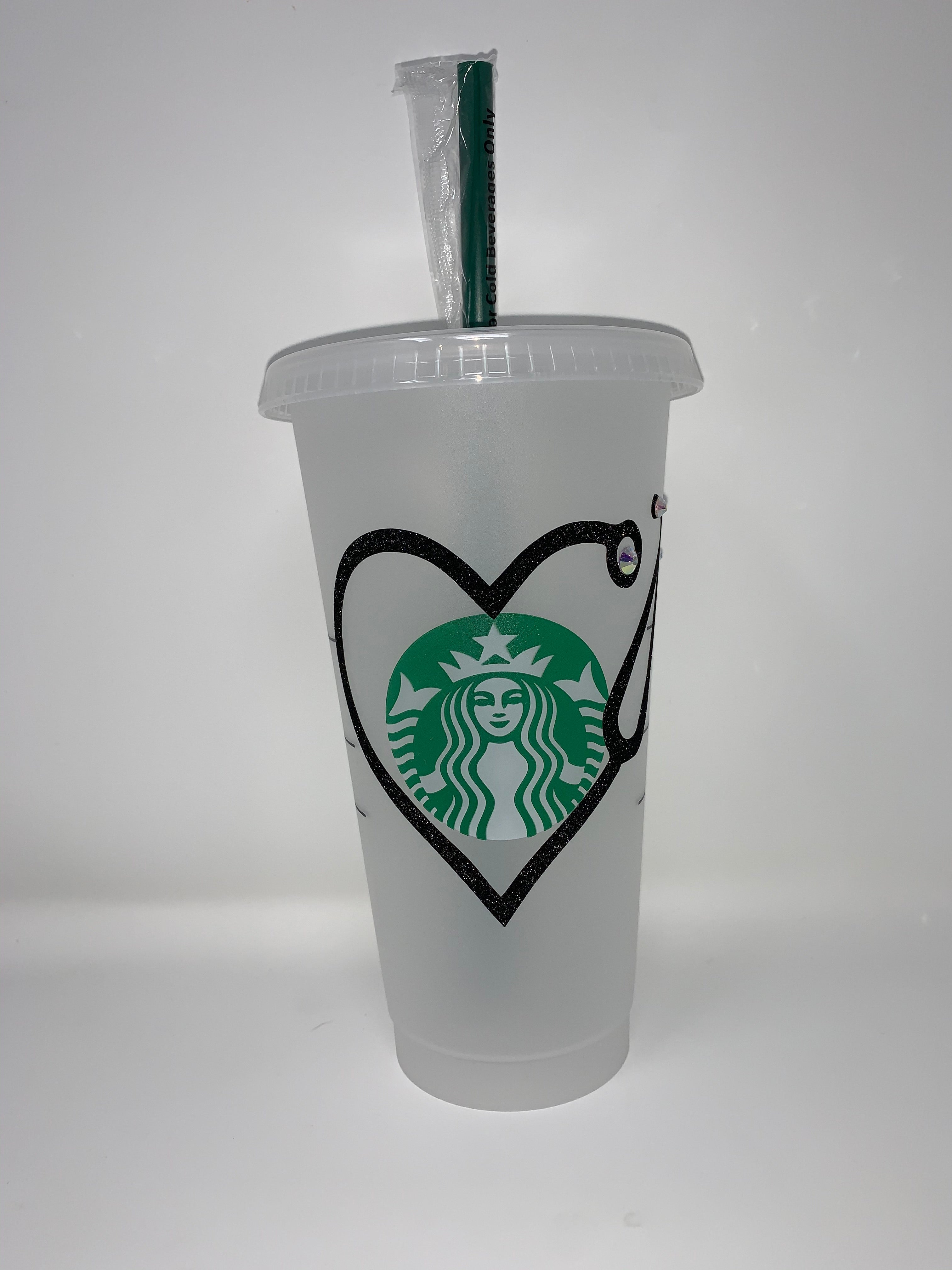 Black Nursing Stethoscope (Partial Bling) Starbucks Tumbler