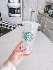 Starbucks Tumbler- Silver Small Hearts