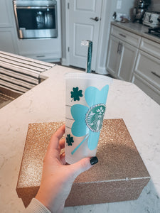 Starbucks Tumbler - Mint/Dark Green Shamrocks