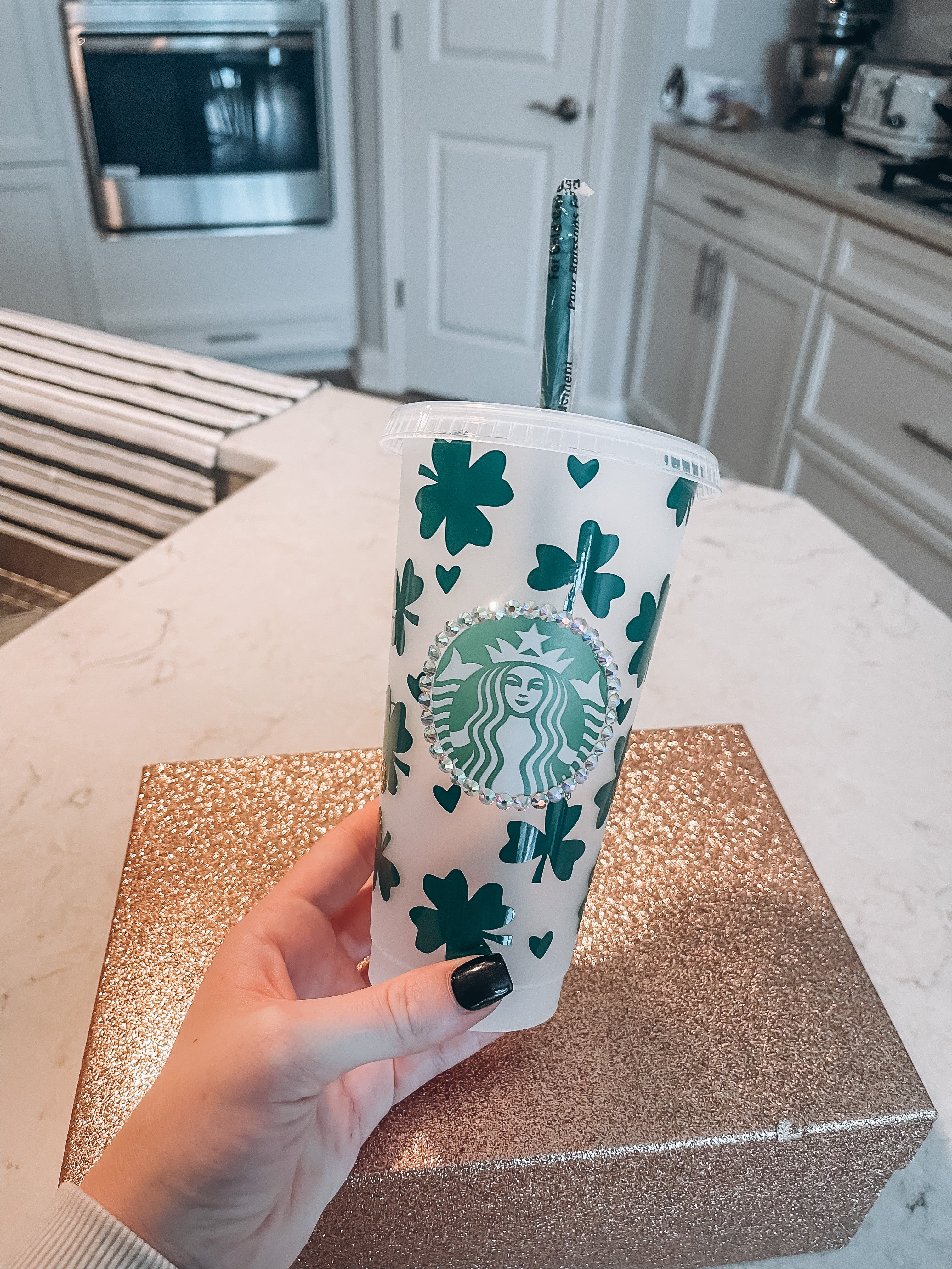 Starbucks Tumbler - Dark Green Shamrocks