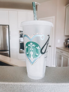 Cinderella Blue Nursing Stethoscope Starbucks Tumbler