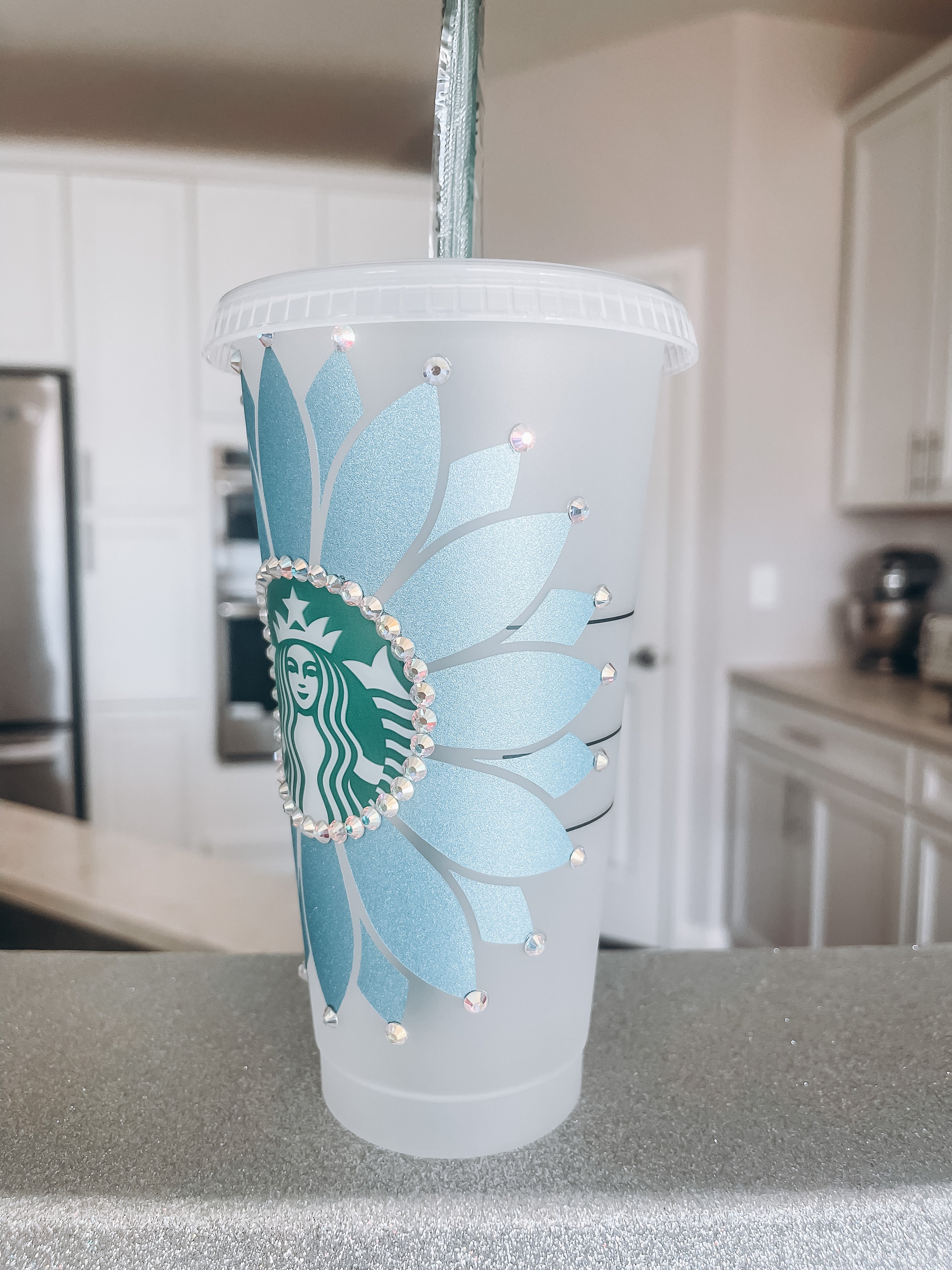 Cinderella Blue Sunflower Starbucks Tumbler