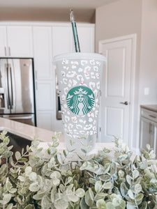 White Leopard Starbucks Tumbler