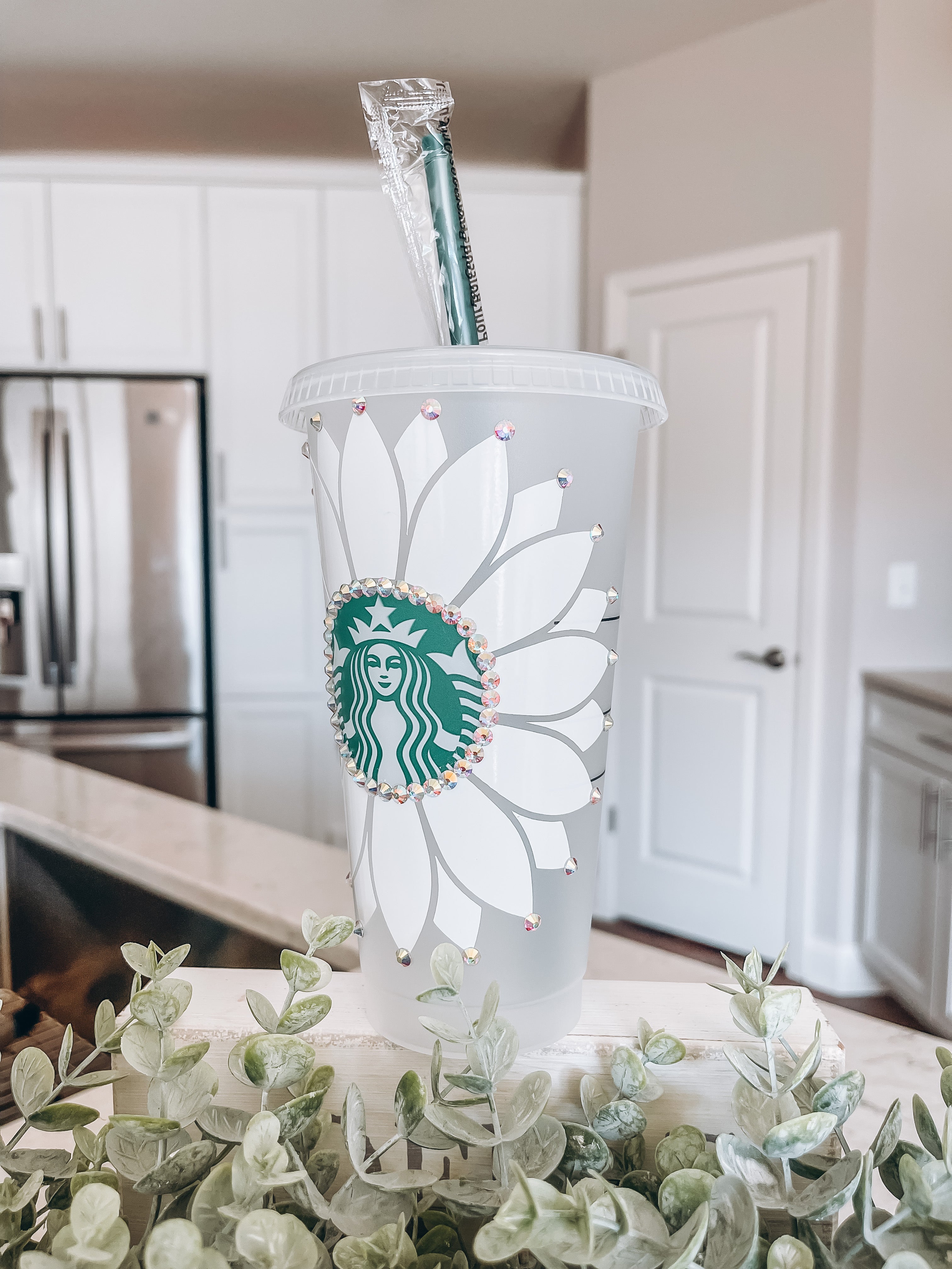 White Sunflower Starbucks Tumbler