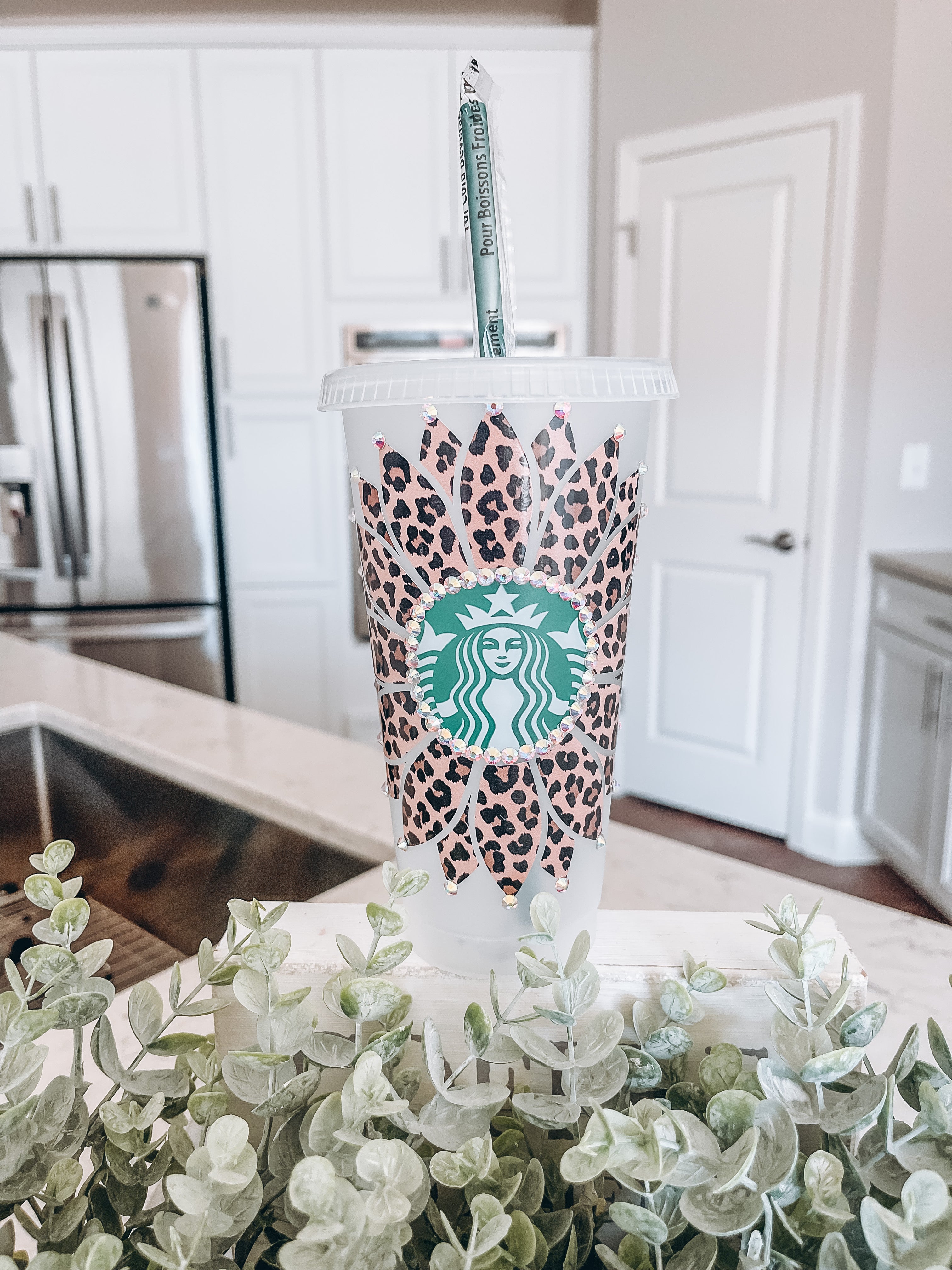 Brown Leopard Sunflower Starbucks Tumbler