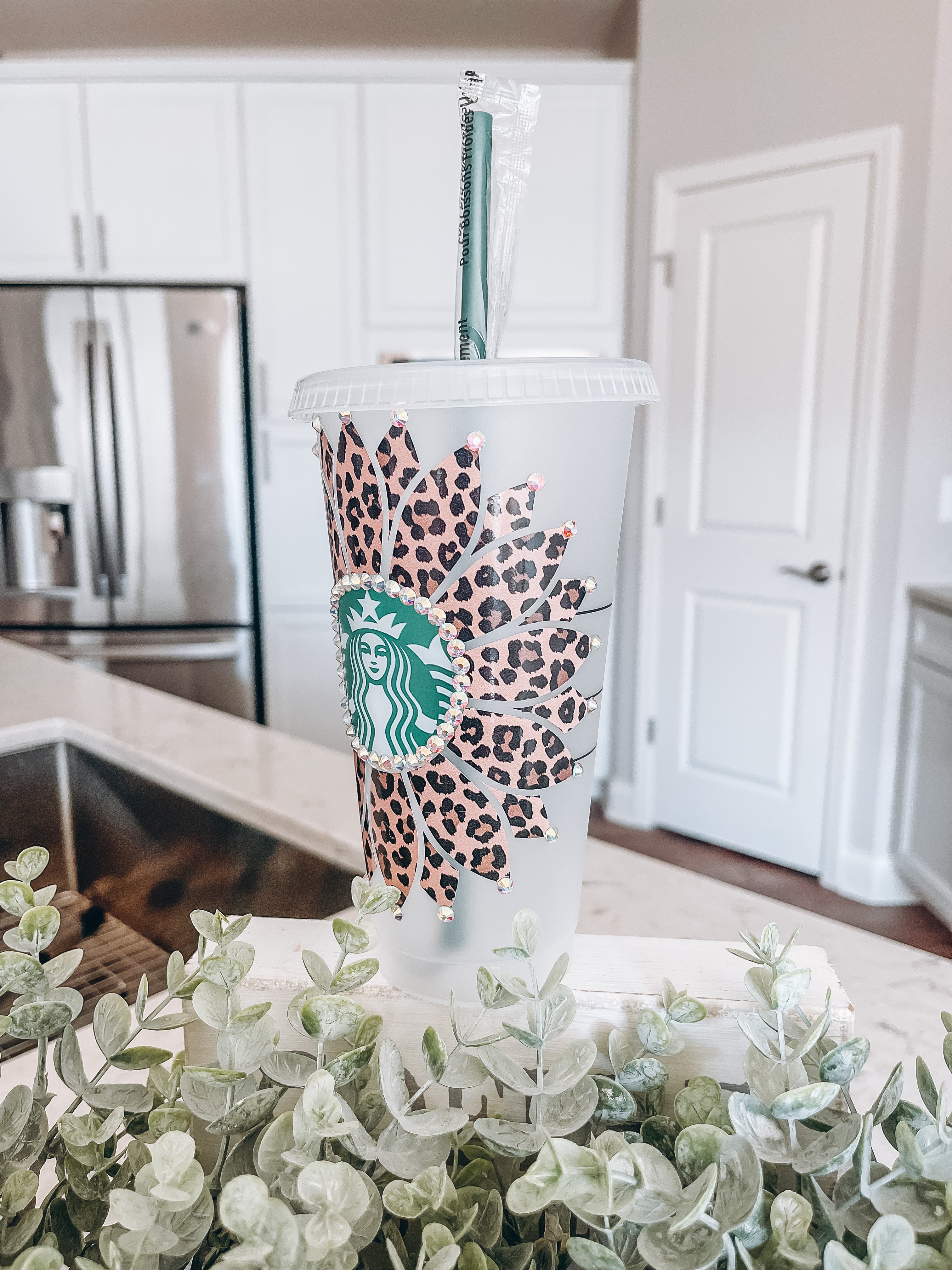 Brown Leopard Sunflower Starbucks Tumbler