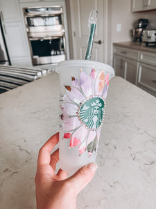 Purple Floral Sunflower Starbucks Tumbler