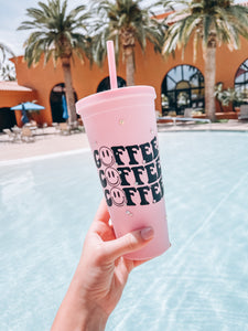 Coffee Coffee Coffee ✨ Pink Matte Tumbler