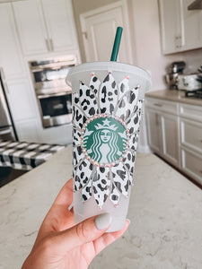 B&W Leopard Sunflower Starbucks Tumbler