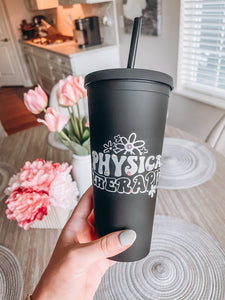 Physical Therapist Black Matte Tumbler