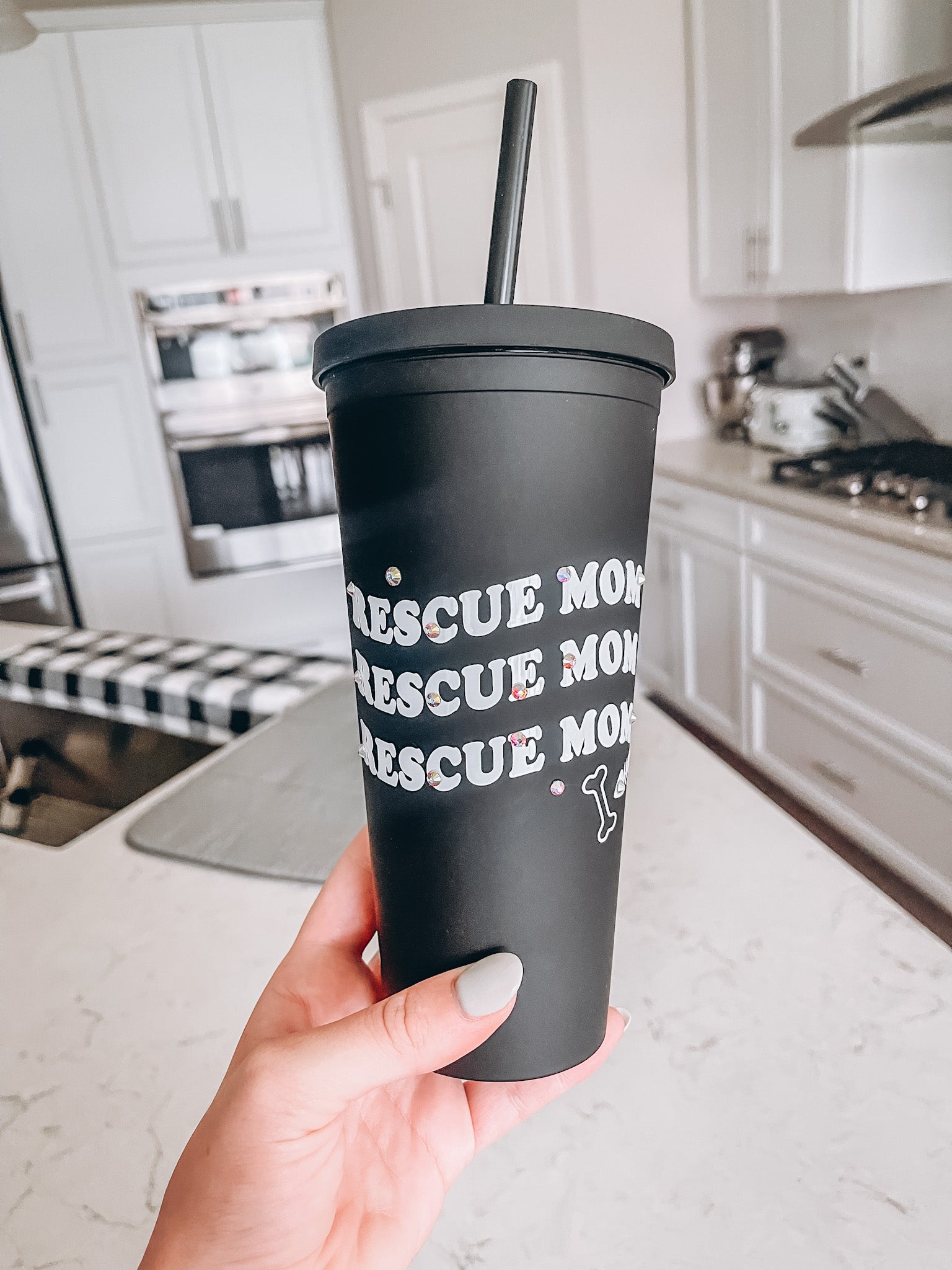 Rescue Mom Black Matte Tumbler