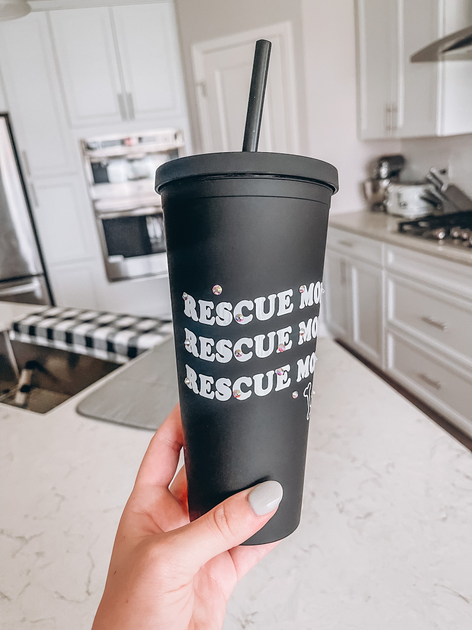 Rescue Mom Black Matte Tumbler