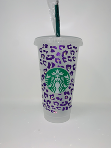 Purple Leopard Starbucks Tumbler