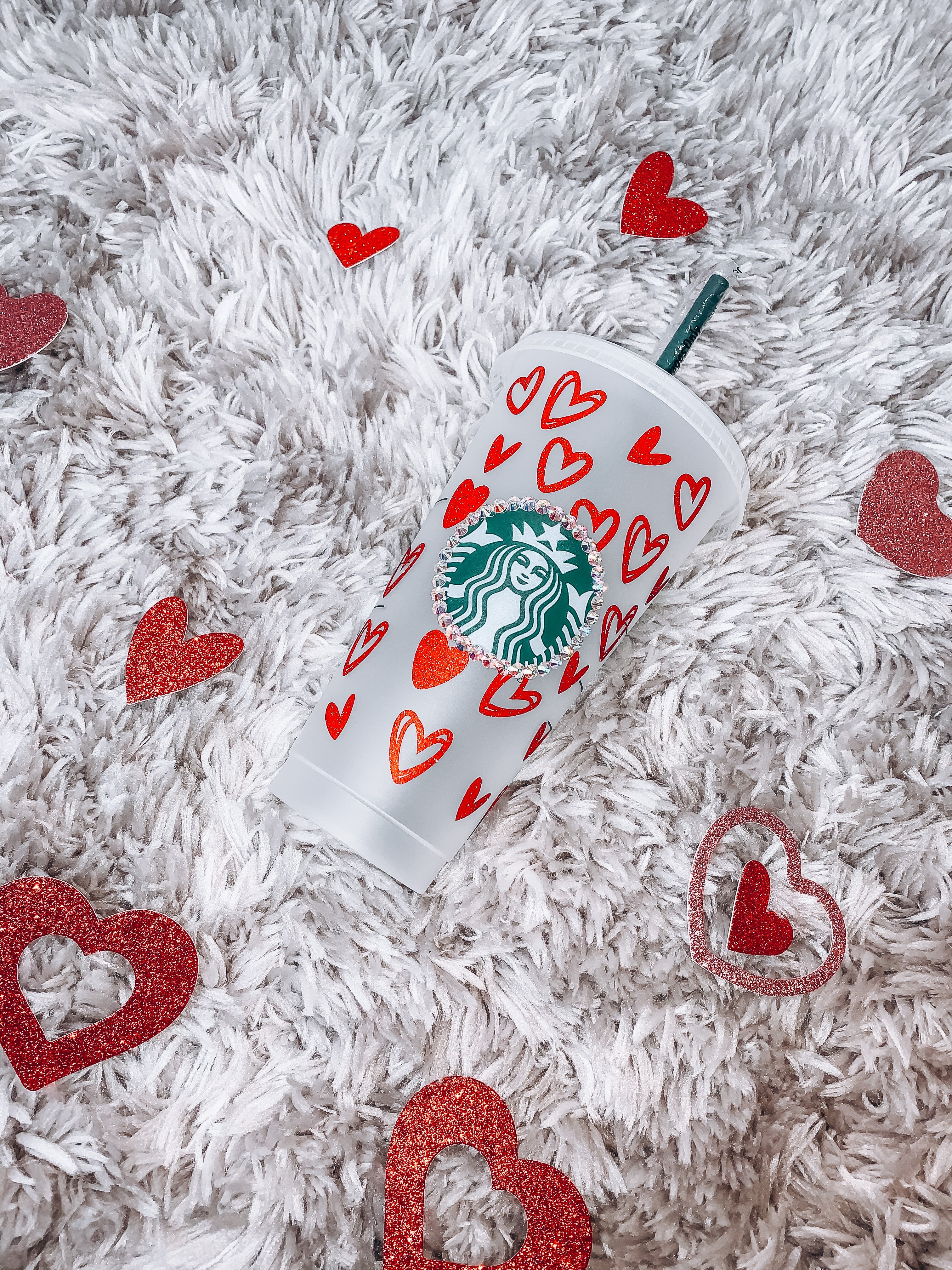 Starbucks Tumbler - Red Small Hearts