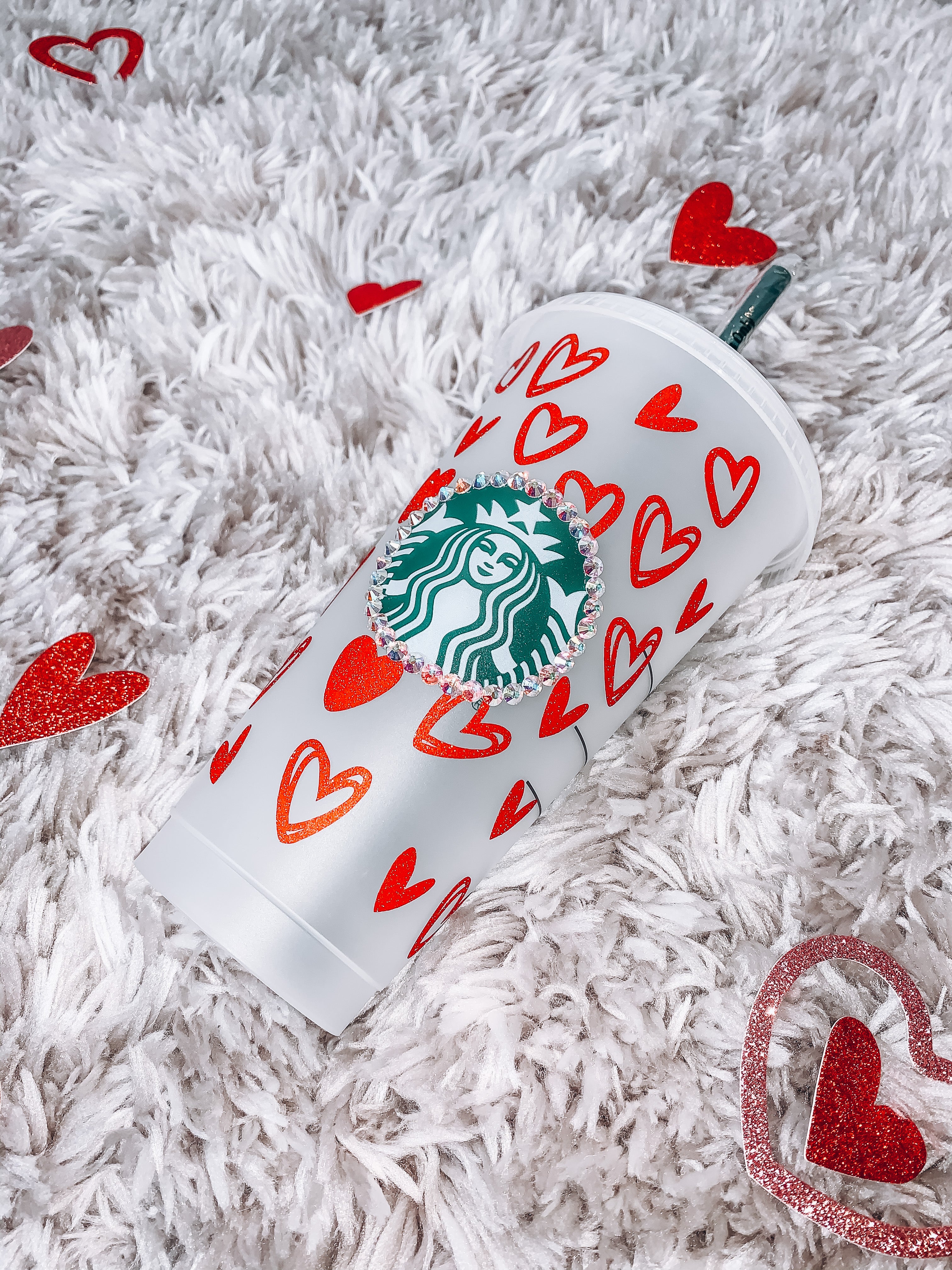 Starbucks Tumbler - Red Small Hearts