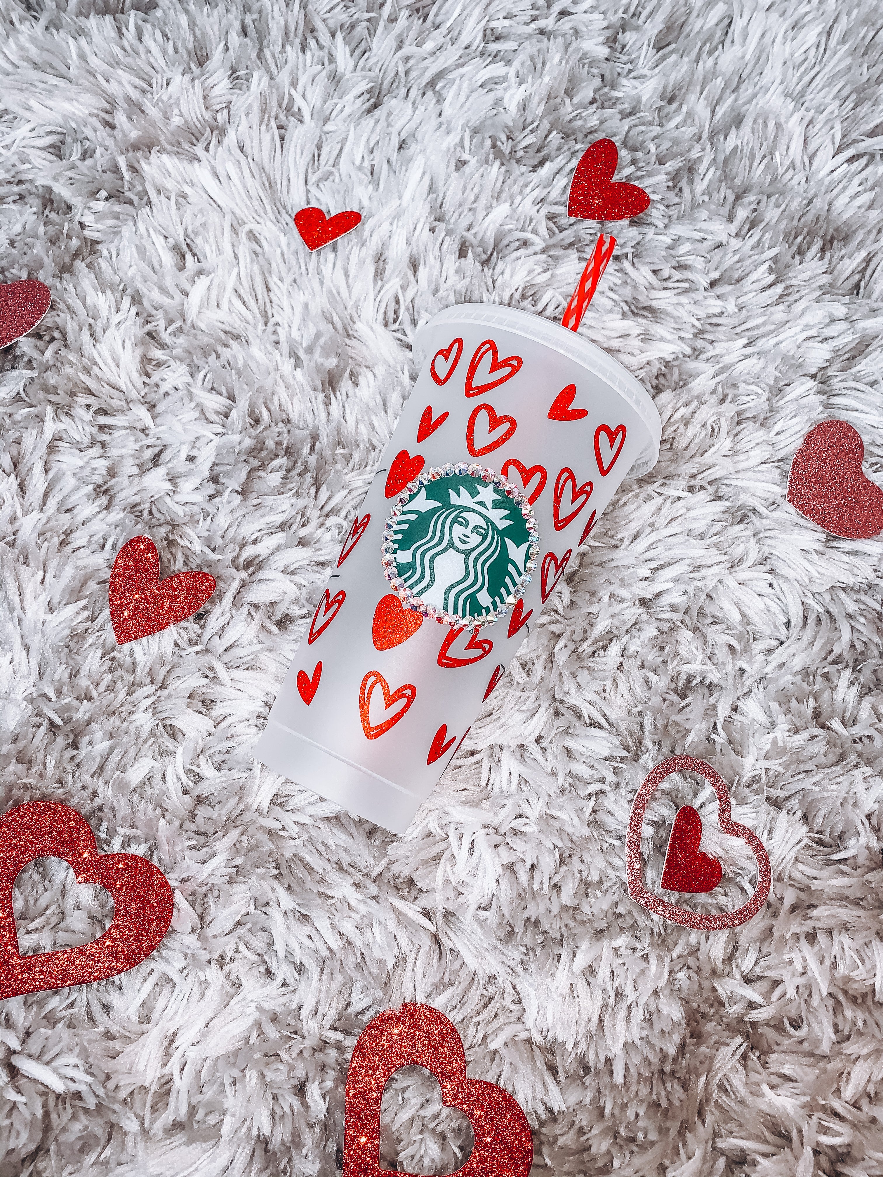 Starbucks Tumbler - Red Small Hearts