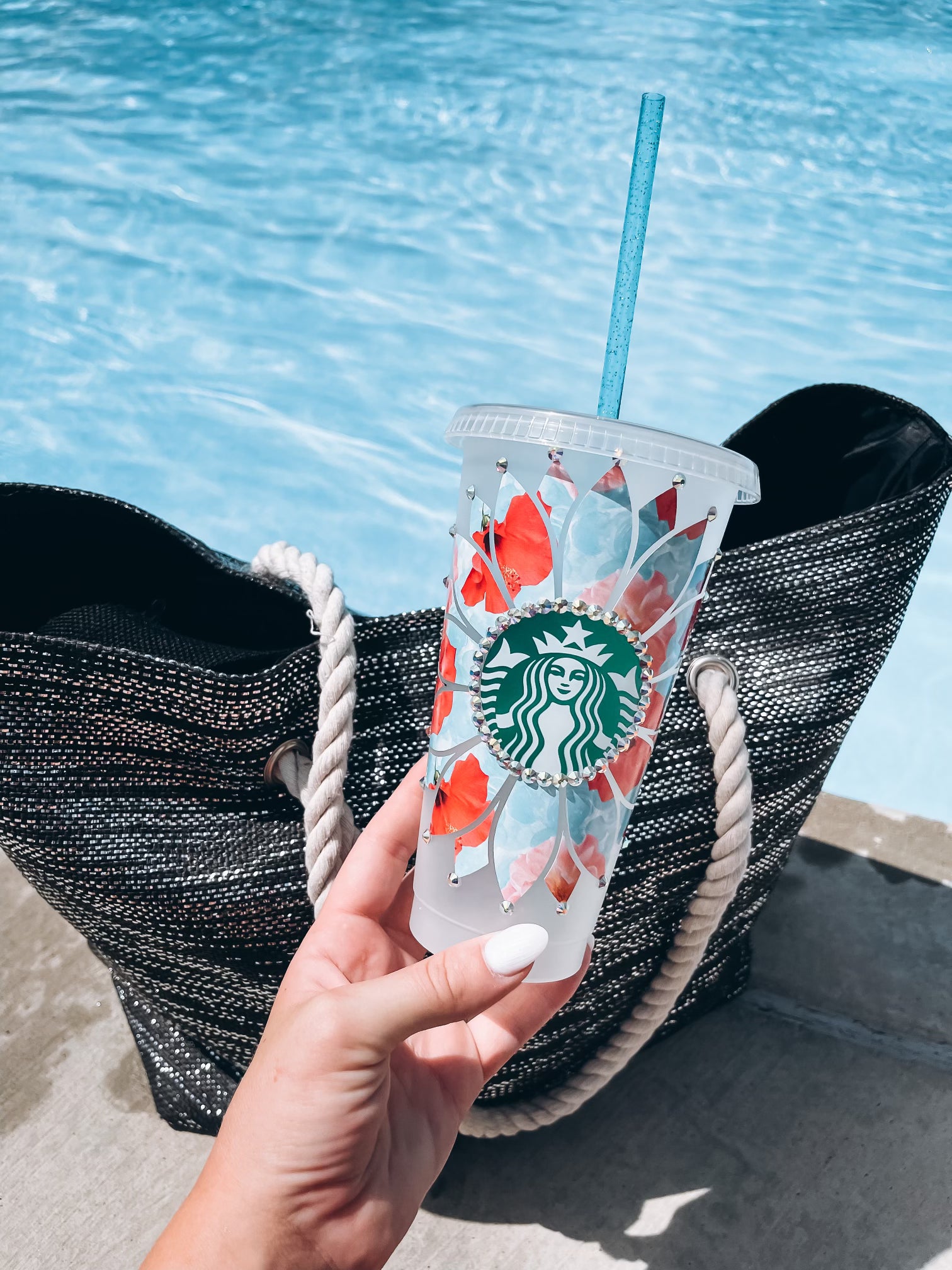 Poolside Floral Sunflower Starbucks Tumbler