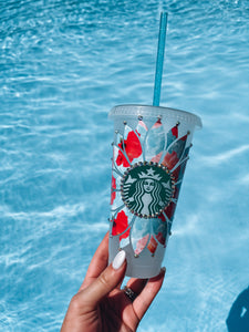 Poolside Floral Sunflower Starbucks Tumbler