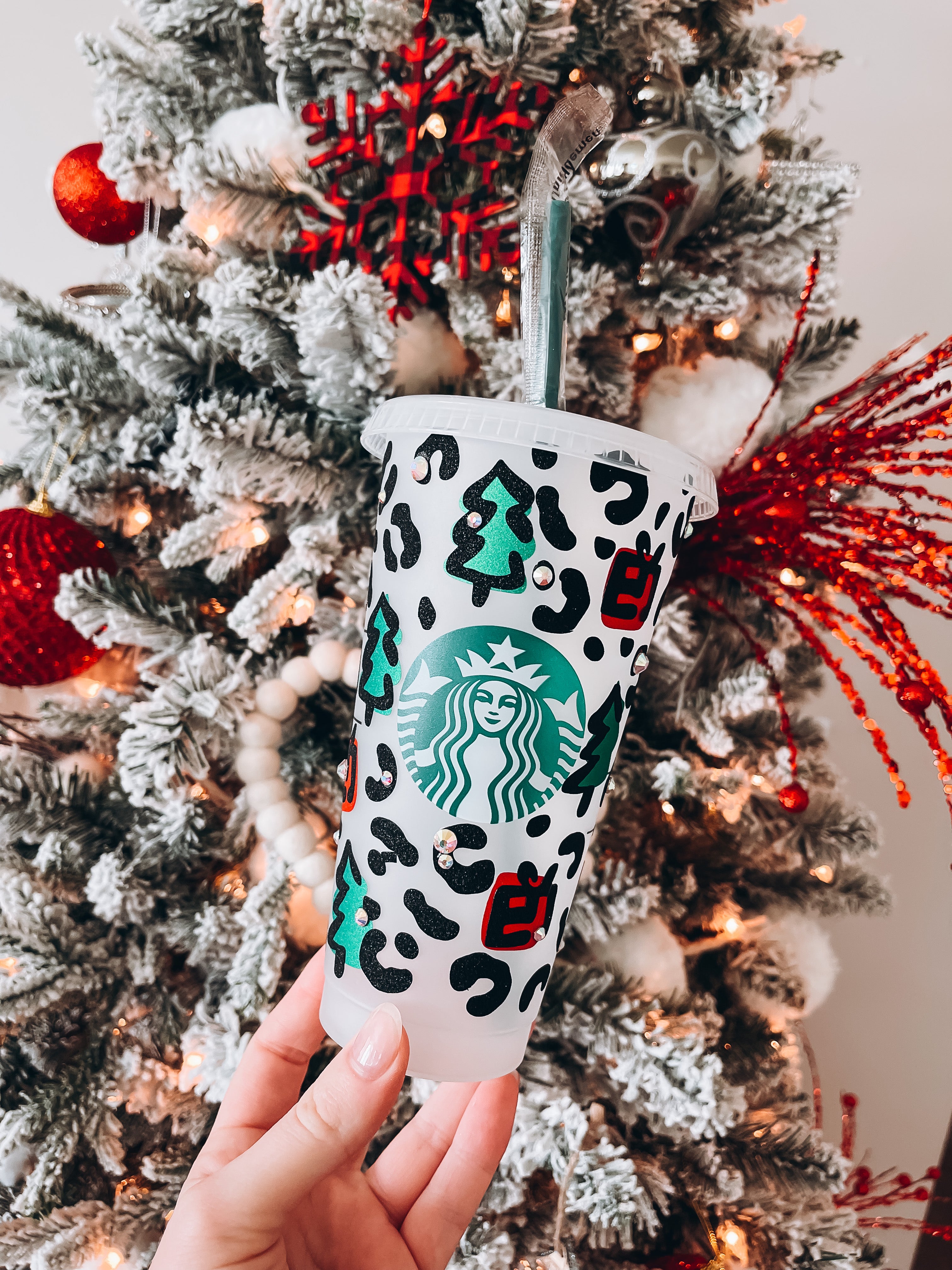 Starbucks Tumbler - Holiday Leopard *FULL WRAP*