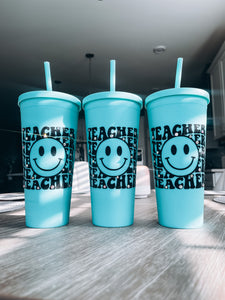 Teacher Smiley Face Matte Tumbler