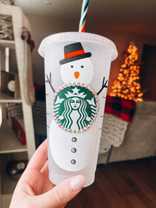 Starbucks Holiday Glitter Tumbler - Snowman